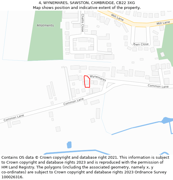 4, WYNEMARES, SAWSTON, CAMBRIDGE, CB22 3XG: Location map and indicative extent of plot