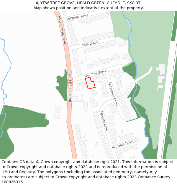 4, YEW TREE GROVE, HEALD GREEN, CHEADLE, SK8 3TJ: Location map and indicative extent of plot