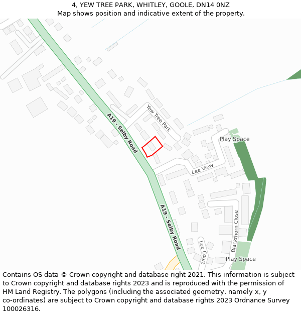 4, YEW TREE PARK, WHITLEY, GOOLE, DN14 0NZ: Location map and indicative extent of plot