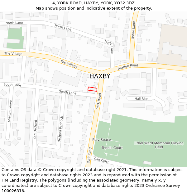 4, YORK ROAD, HAXBY, YORK, YO32 3DZ: Location map and indicative extent of plot