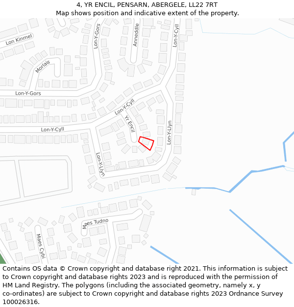 4, YR ENCIL, PENSARN, ABERGELE, LL22 7RT: Location map and indicative extent of plot