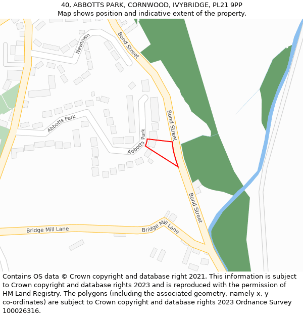 40, ABBOTTS PARK, CORNWOOD, IVYBRIDGE, PL21 9PP: Location map and indicative extent of plot