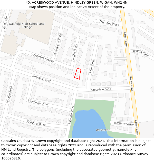 40, ACRESWOOD AVENUE, HINDLEY GREEN, WIGAN, WN2 4NJ: Location map and indicative extent of plot