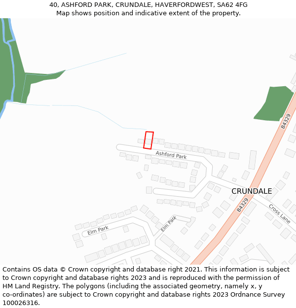 40, ASHFORD PARK, CRUNDALE, HAVERFORDWEST, SA62 4FG: Location map and indicative extent of plot