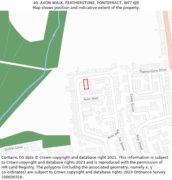 40, AVON WALK, FEATHERSTONE, PONTEFRACT, WF7 6JR: Location map and indicative extent of plot