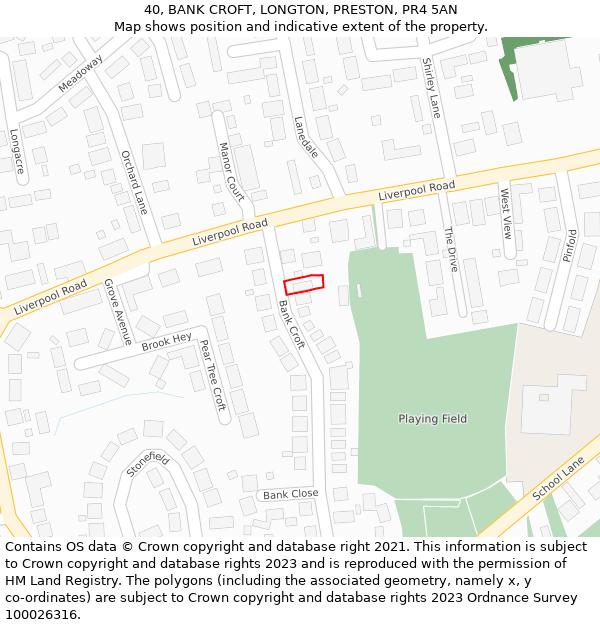 40, BANK CROFT, LONGTON, PRESTON, PR4 5AN: Location map and indicative extent of plot