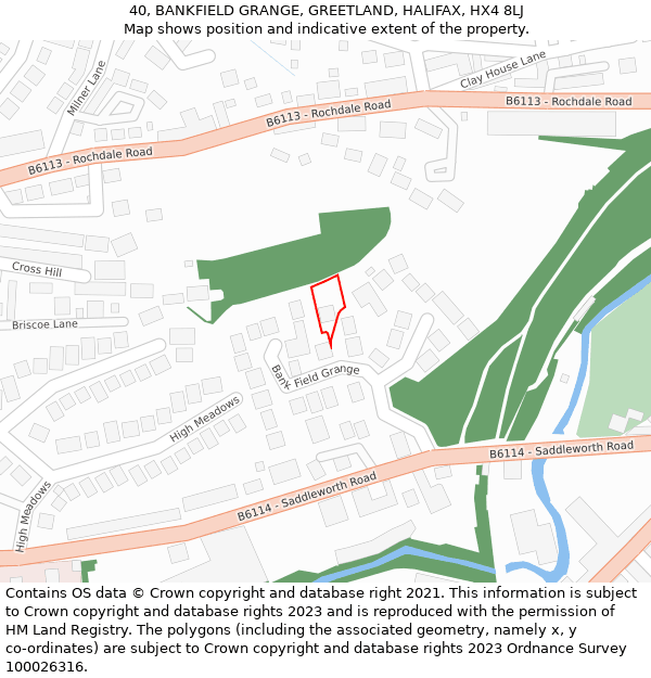 40, BANKFIELD GRANGE, GREETLAND, HALIFAX, HX4 8LJ: Location map and indicative extent of plot