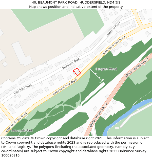 40, BEAUMONT PARK ROAD, HUDDERSFIELD, HD4 5JS: Location map and indicative extent of plot