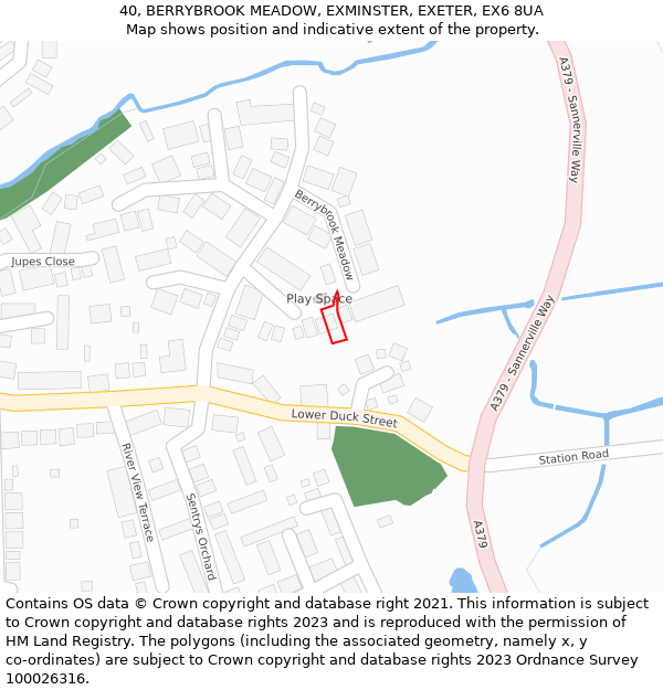 40, BERRYBROOK MEADOW, EXMINSTER, EXETER, EX6 8UA: Location map and indicative extent of plot