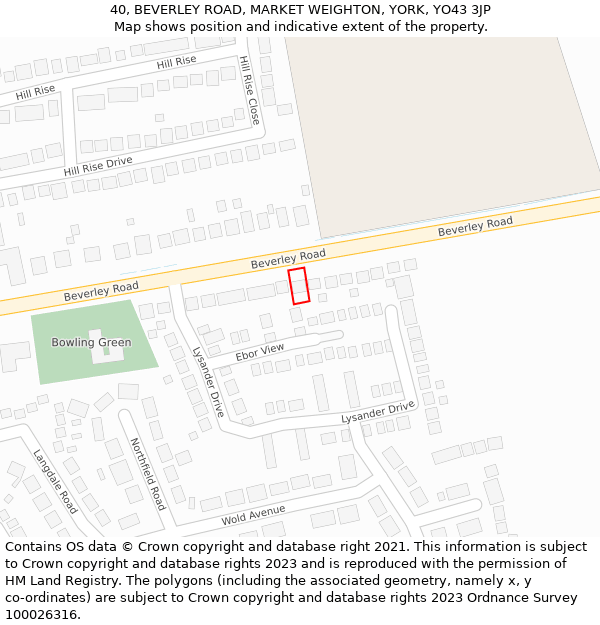 40, BEVERLEY ROAD, MARKET WEIGHTON, YORK, YO43 3JP: Location map and indicative extent of plot