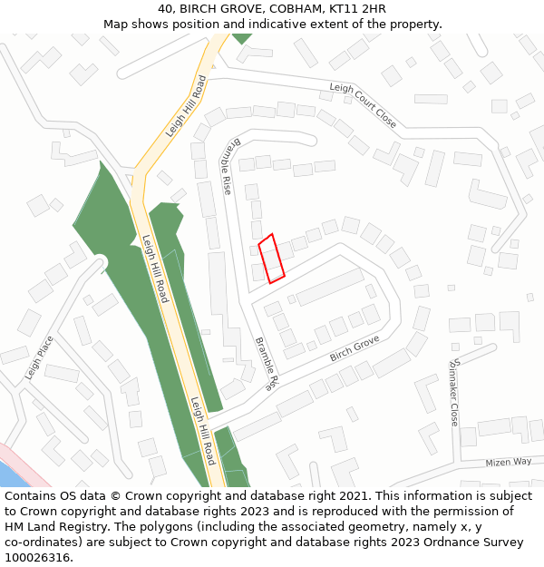 40, BIRCH GROVE, COBHAM, KT11 2HR: Location map and indicative extent of plot
