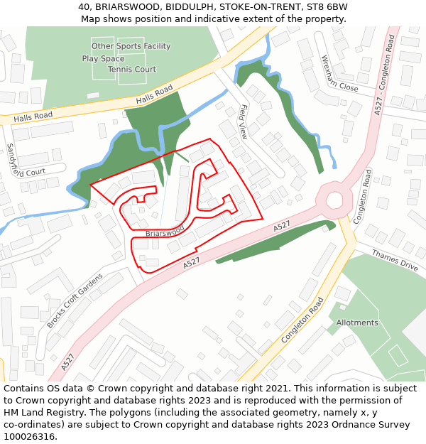 40, BRIARSWOOD, BIDDULPH, STOKE-ON-TRENT, ST8 6BW: Location map and indicative extent of plot