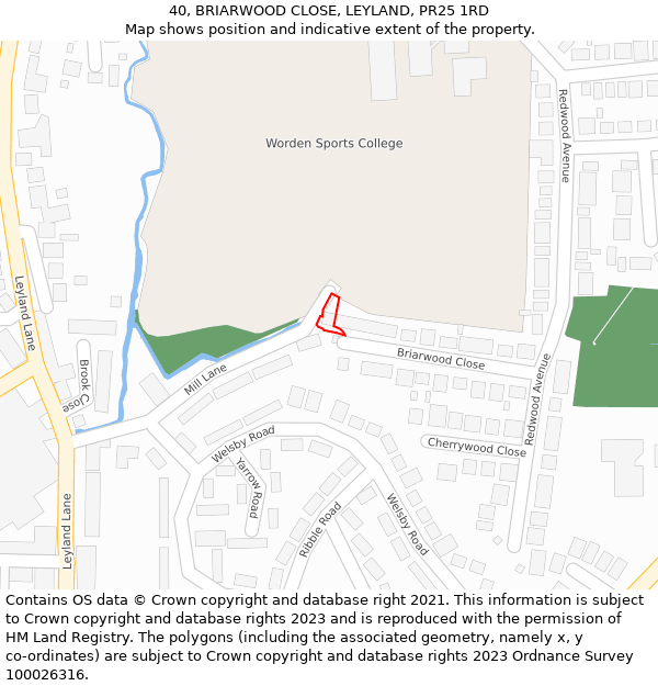 40, BRIARWOOD CLOSE, LEYLAND, PR25 1RD: Location map and indicative extent of plot