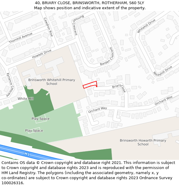 40, BRIARY CLOSE, BRINSWORTH, ROTHERHAM, S60 5LY: Location map and indicative extent of plot