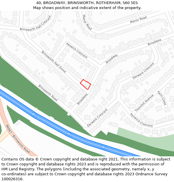 40, BROADWAY, BRINSWORTH, ROTHERHAM, S60 5ES: Location map and indicative extent of plot