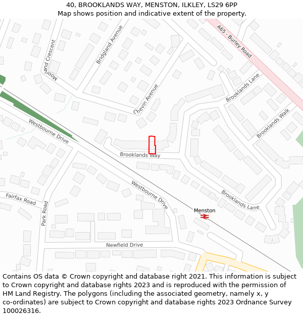 40, BROOKLANDS WAY, MENSTON, ILKLEY, LS29 6PP: Location map and indicative extent of plot