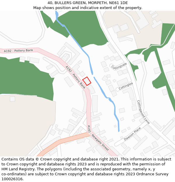 40, BULLERS GREEN, MORPETH, NE61 1DE: Location map and indicative extent of plot