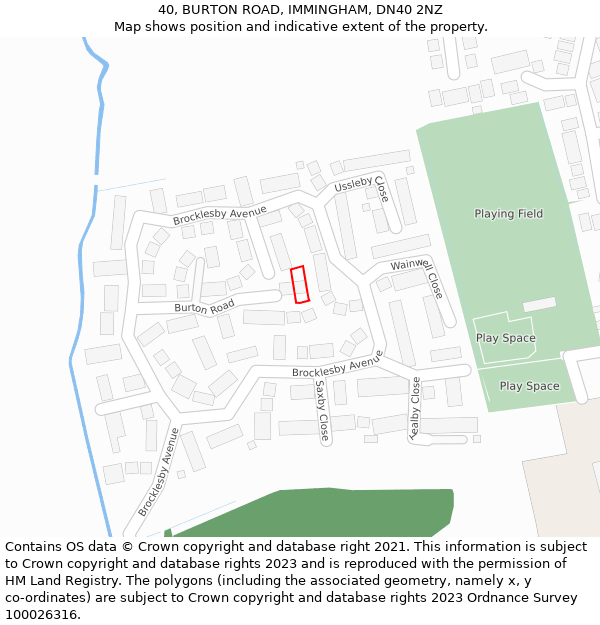 40, BURTON ROAD, IMMINGHAM, DN40 2NZ: Location map and indicative extent of plot