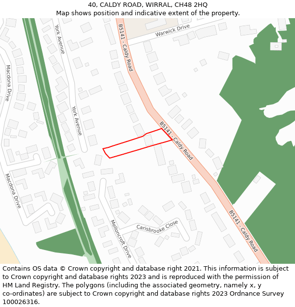 40, CALDY ROAD, WIRRAL, CH48 2HQ: Location map and indicative extent of plot