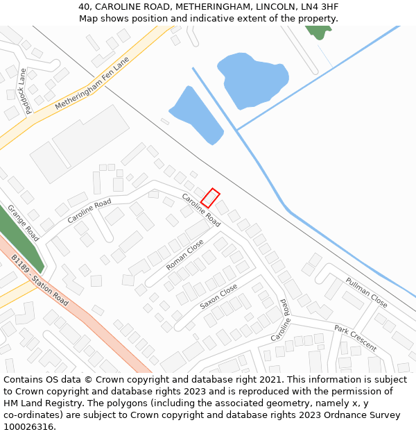 40, CAROLINE ROAD, METHERINGHAM, LINCOLN, LN4 3HF: Location map and indicative extent of plot