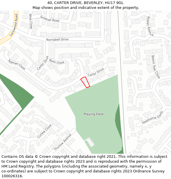 40, CARTER DRIVE, BEVERLEY, HU17 9GL: Location map and indicative extent of plot