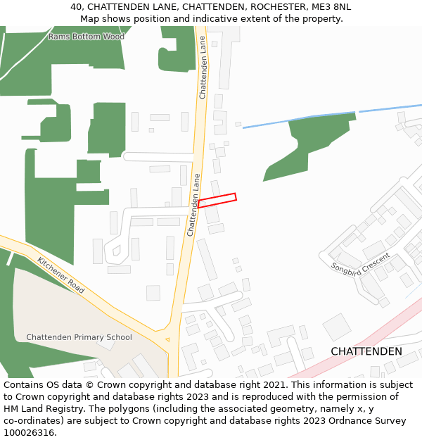 40, CHATTENDEN LANE, CHATTENDEN, ROCHESTER, ME3 8NL: Location map and indicative extent of plot