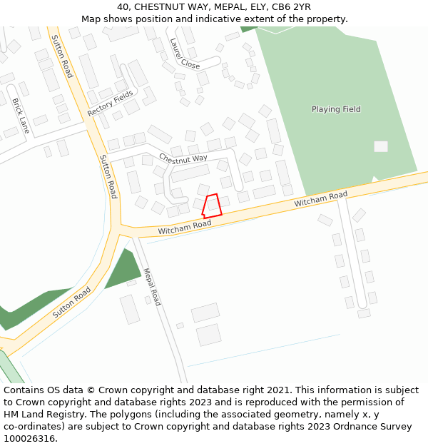 40, CHESTNUT WAY, MEPAL, ELY, CB6 2YR: Location map and indicative extent of plot