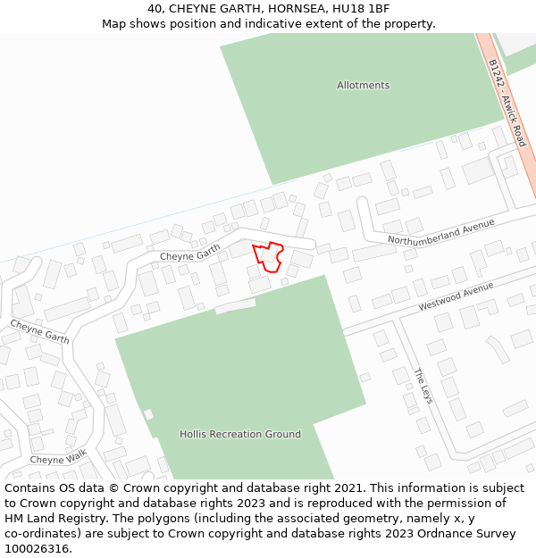 40, CHEYNE GARTH, HORNSEA, HU18 1BF: Location map and indicative extent of plot
