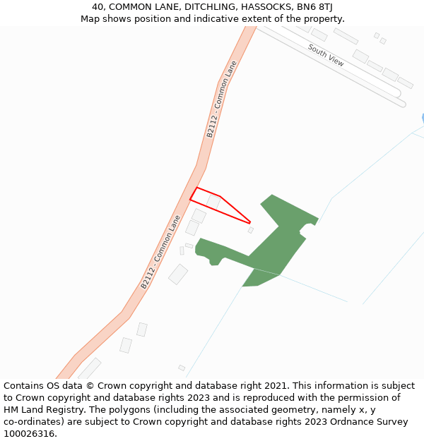 40, COMMON LANE, DITCHLING, HASSOCKS, BN6 8TJ: Location map and indicative extent of plot