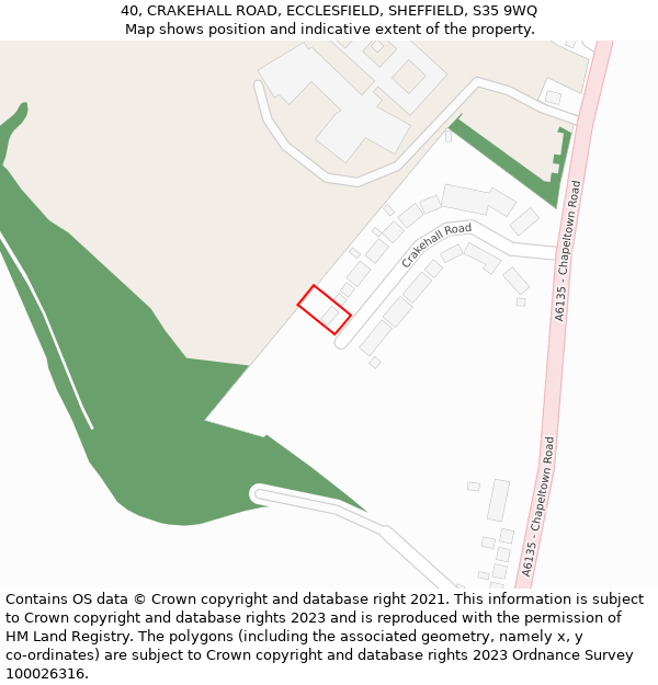 40, CRAKEHALL ROAD, ECCLESFIELD, SHEFFIELD, S35 9WQ: Location map and indicative extent of plot