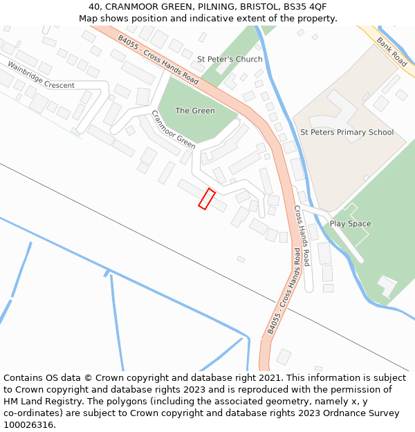 40, CRANMOOR GREEN, PILNING, BRISTOL, BS35 4QF: Location map and indicative extent of plot