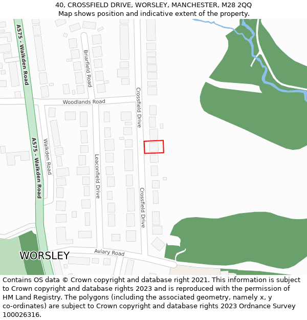 40, CROSSFIELD DRIVE, WORSLEY, MANCHESTER, M28 2QQ: Location map and indicative extent of plot