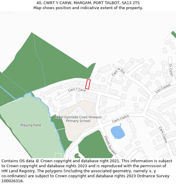 40, CWRT Y CARW, MARGAM, PORT TALBOT, SA13 2TS: Location map and indicative extent of plot