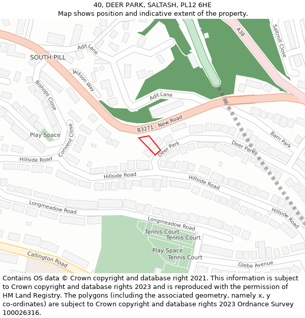 40, DEER PARK, SALTASH, PL12 6HE: Location map and indicative extent of plot