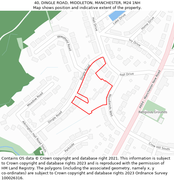 40, DINGLE ROAD, MIDDLETON, MANCHESTER, M24 1NH: Location map and indicative extent of plot