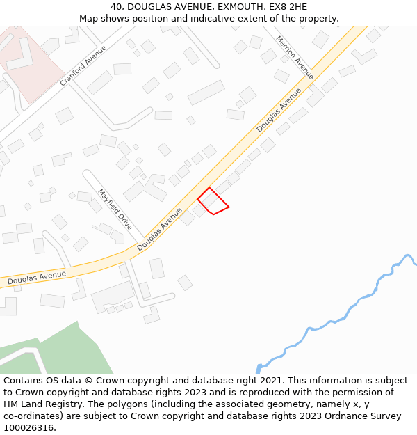 40, DOUGLAS AVENUE, EXMOUTH, EX8 2HE: Location map and indicative extent of plot