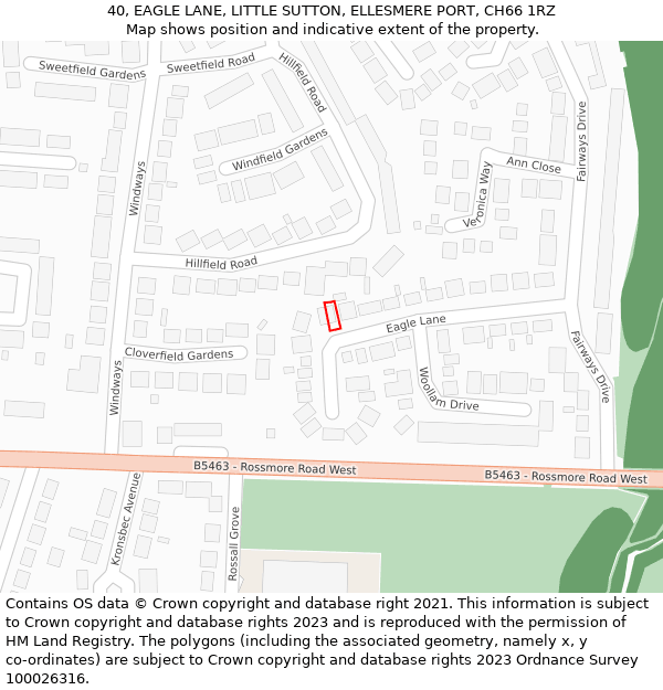 40, EAGLE LANE, LITTLE SUTTON, ELLESMERE PORT, CH66 1RZ: Location map and indicative extent of plot