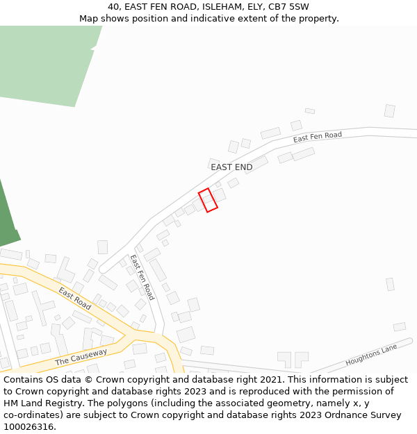 40, EAST FEN ROAD, ISLEHAM, ELY, CB7 5SW: Location map and indicative extent of plot