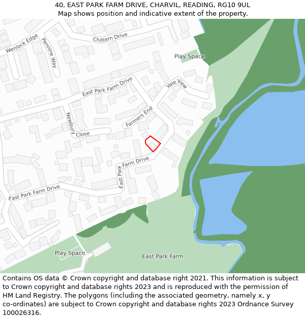 40, EAST PARK FARM DRIVE, CHARVIL, READING, RG10 9UL: Location map and indicative extent of plot