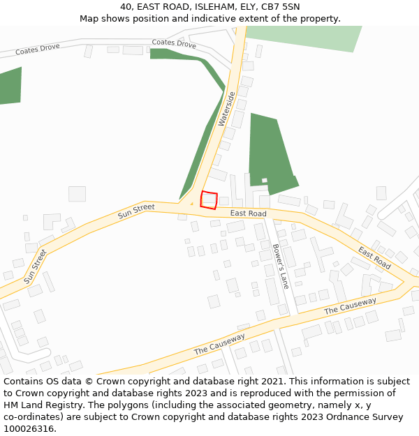 40, EAST ROAD, ISLEHAM, ELY, CB7 5SN: Location map and indicative extent of plot