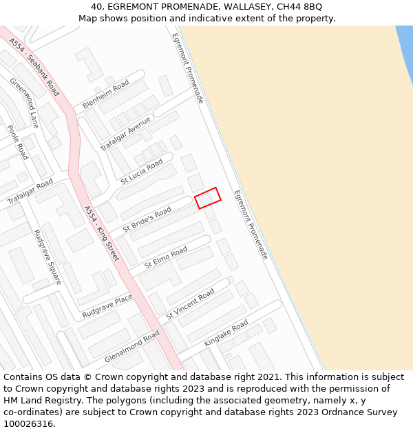 40, EGREMONT PROMENADE, WALLASEY, CH44 8BQ: Location map and indicative extent of plot