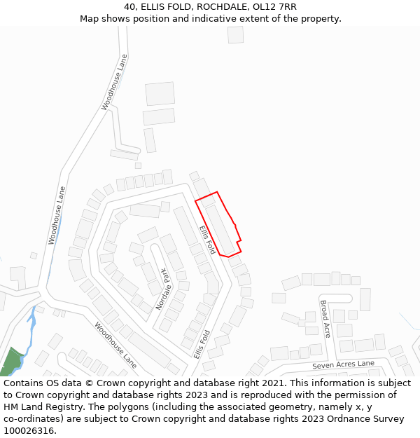 40, ELLIS FOLD, ROCHDALE, OL12 7RR: Location map and indicative extent of plot