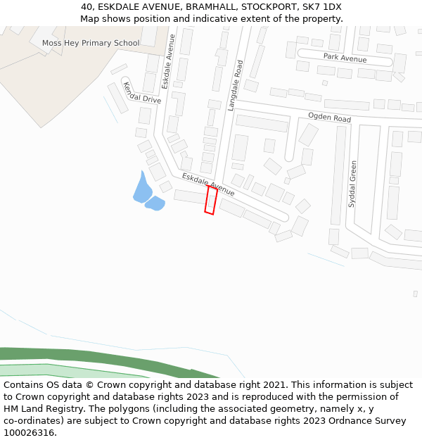 40, ESKDALE AVENUE, BRAMHALL, STOCKPORT, SK7 1DX: Location map and indicative extent of plot