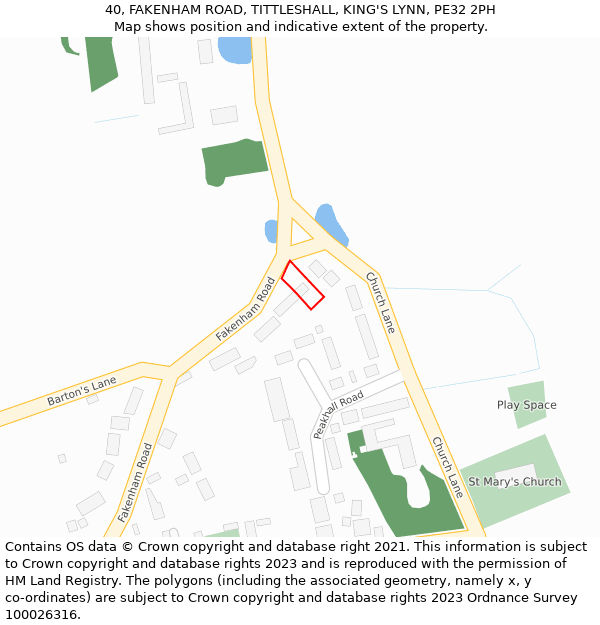 40, FAKENHAM ROAD, TITTLESHALL, KING'S LYNN, PE32 2PH: Location map and indicative extent of plot