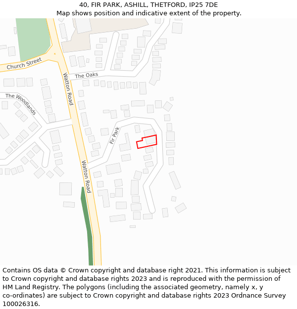 40, FIR PARK, ASHILL, THETFORD, IP25 7DE: Location map and indicative extent of plot