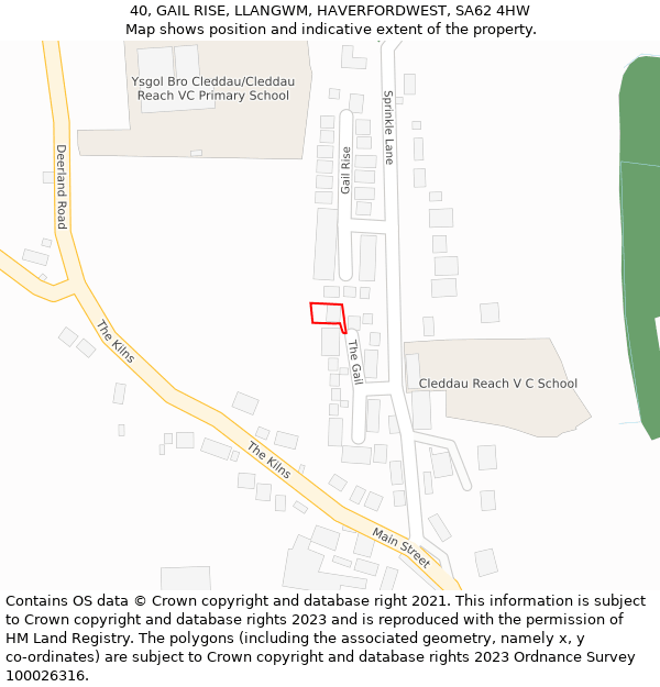 40, GAIL RISE, LLANGWM, HAVERFORDWEST, SA62 4HW: Location map and indicative extent of plot