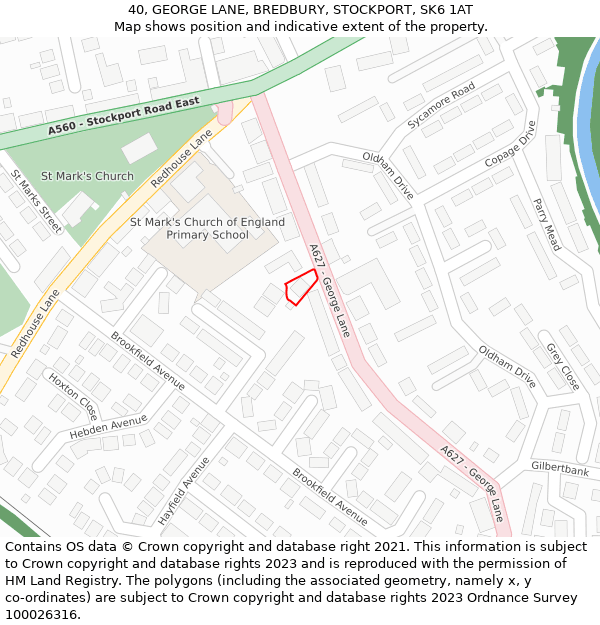 40, GEORGE LANE, BREDBURY, STOCKPORT, SK6 1AT: Location map and indicative extent of plot