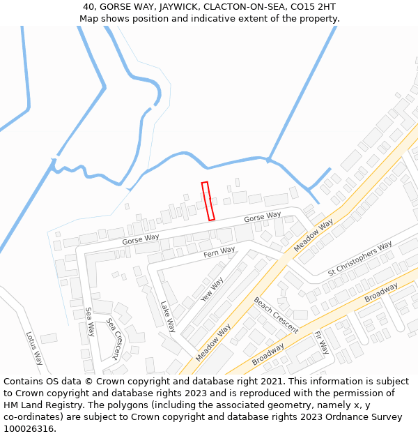 40, GORSE WAY, JAYWICK, CLACTON-ON-SEA, CO15 2HT: Location map and indicative extent of plot