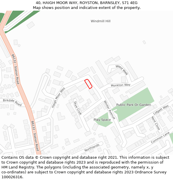 40, HAIGH MOOR WAY, ROYSTON, BARNSLEY, S71 4EG: Location map and indicative extent of plot