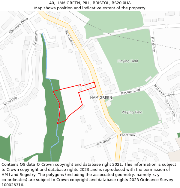 40, HAM GREEN, PILL, BRISTOL, BS20 0HA: Location map and indicative extent of plot